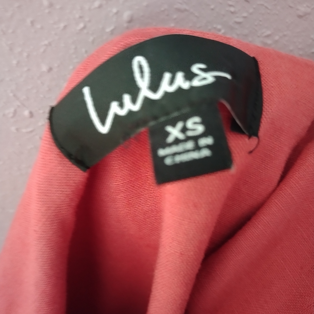 Lulus Linen Blend Terracotta Tie Back Side Button Mini Dress Size XS - Picture 12 of 12